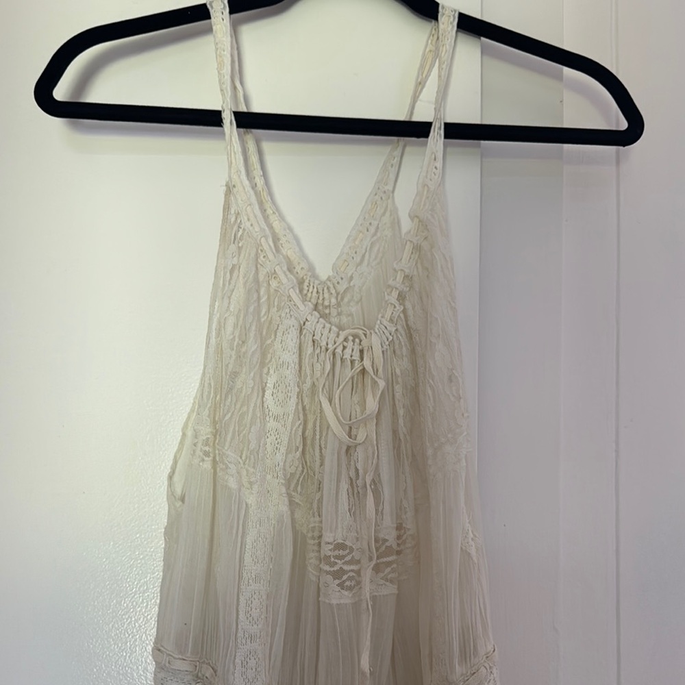 Free People Cream Relaxed Pleated Camisole nwt